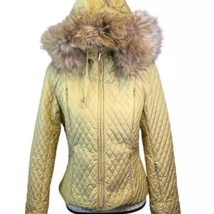 Metropolis Couloir Quilted Gold Parka w Fur Hood